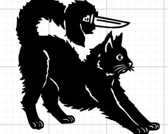 Cat & Knife HTV Iron-On Decal