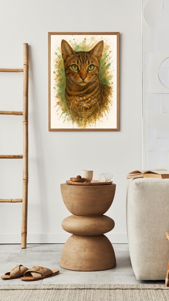 Sokoke Cat Digital Wall Art – Rare Forest Jewel in Splash Colors