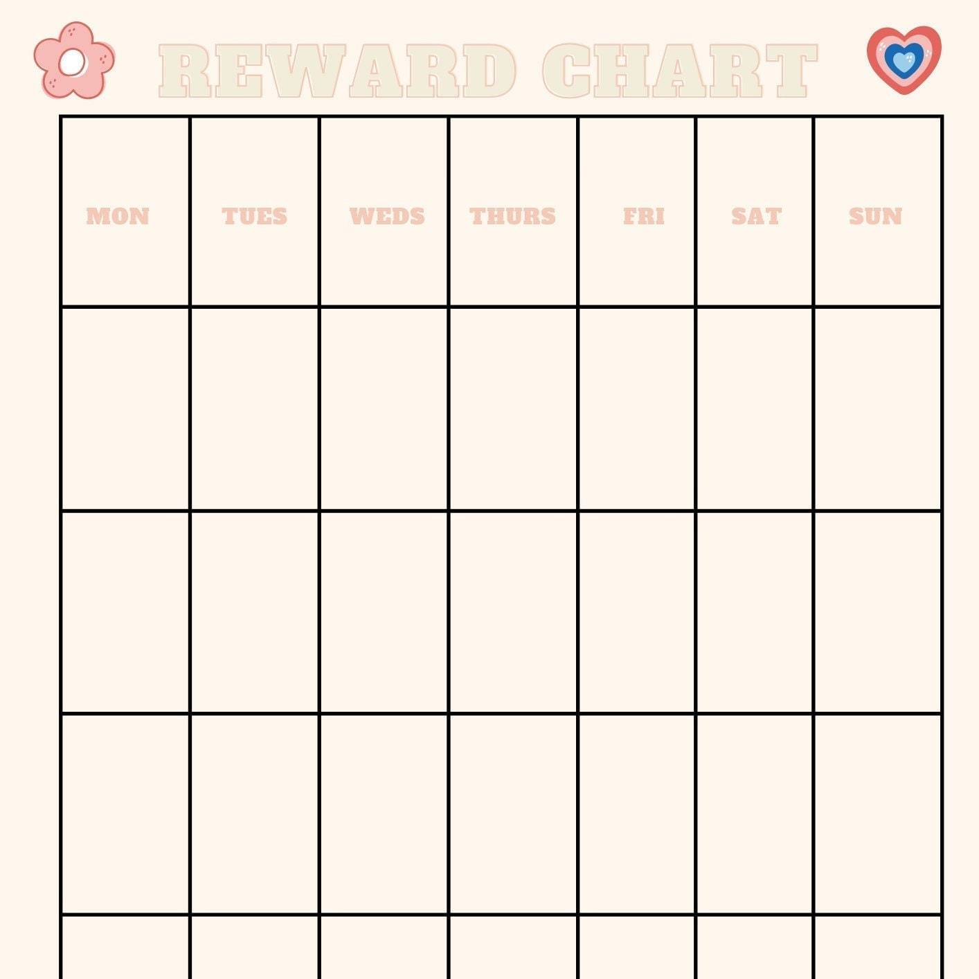 Reward Chart for Daily Chores or Tasks Such as Completing Homework ...