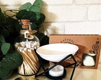 Wax Melt Oil Burner Gift Set with Vegan Wax Melts & Hygge Matches