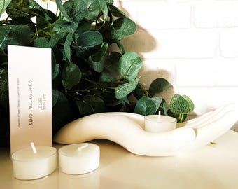 Helping Hand Tealight Holder with Scented Soy Wax Tealights / Christmas Cracker Optional