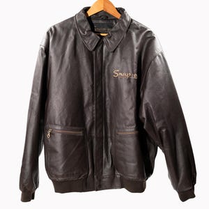 Vintage Style Snap-On Genuine Leather Jacket Size XL