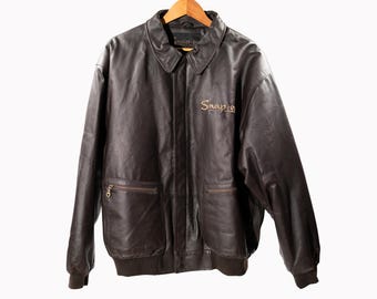 Vintage Style Snap-On Genuine Leather Jacket Size XL
