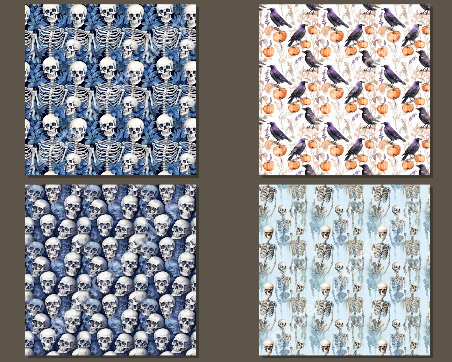 Watercolor Halloween Seamless Patterns, Halloween Digital Papers, 20 ...