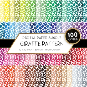 100 modelli di giraffa documenti digitali, stampa animale Safari, 12x12 pollici, scrapbooking, carta animale arcobaleno, carta collage, carta stampabile