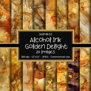 Goldene Bronze Alkohol Tinte Nahtlose Muster, Alkohol Tinte Digitales Papier, 20 Designs, 12 "x12", kommerzielle Nutzung, Alkohol Tinte Sublimation