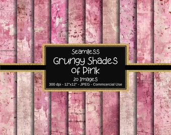Seamless Grungy Shades of Pink, Digital Paper, Distressed Textures, Grunge Backgrounds, Scrapbooking, Instant Download, Printable Paper