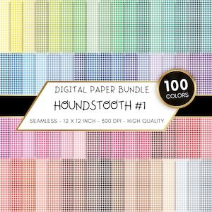 100 Hahnentritt nahtlose digitales Papier, 100 Farben, Scrapbook Papiere, Hahnentritt Muster, Tapete, kommerzielle Nutzung, druckbare Papiere