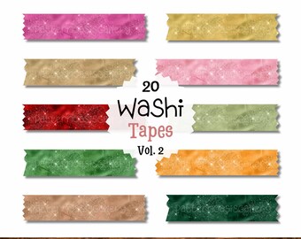 Digital Washi Tape Clipart, Glitter Ink, Washi Tape For Digital Planner, Goodnotes, PNGs, Planner Tape, Washi Tape Clipart Set, Vol. 2