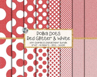 Stripes Digital Paper Pack, Red Glitter Striped Pattern Background, Scrapbooking (Digital Download)