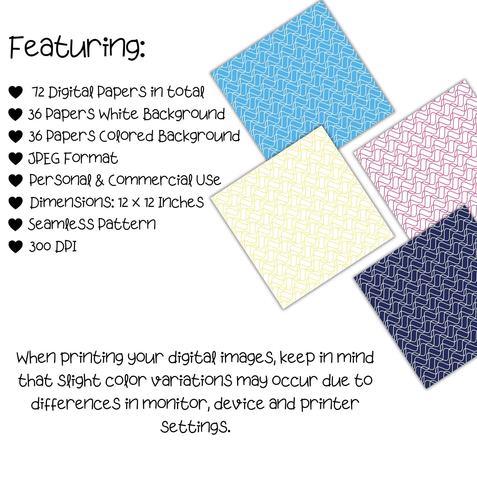 Wavy Stripes Digital Paper Pack, Seamless Striped Background, Rainbow ...