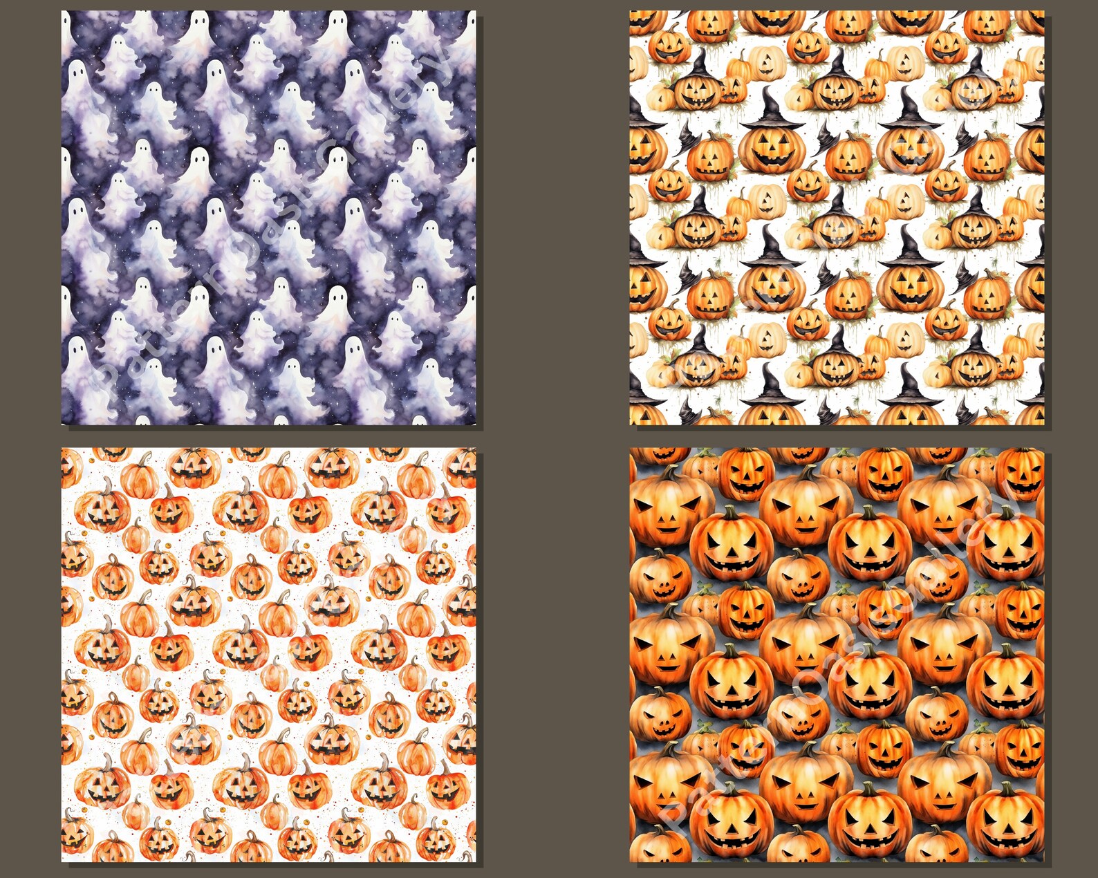 Watercolor Halloween Seamless Patterns, Halloween Digital Papers, 20 ...