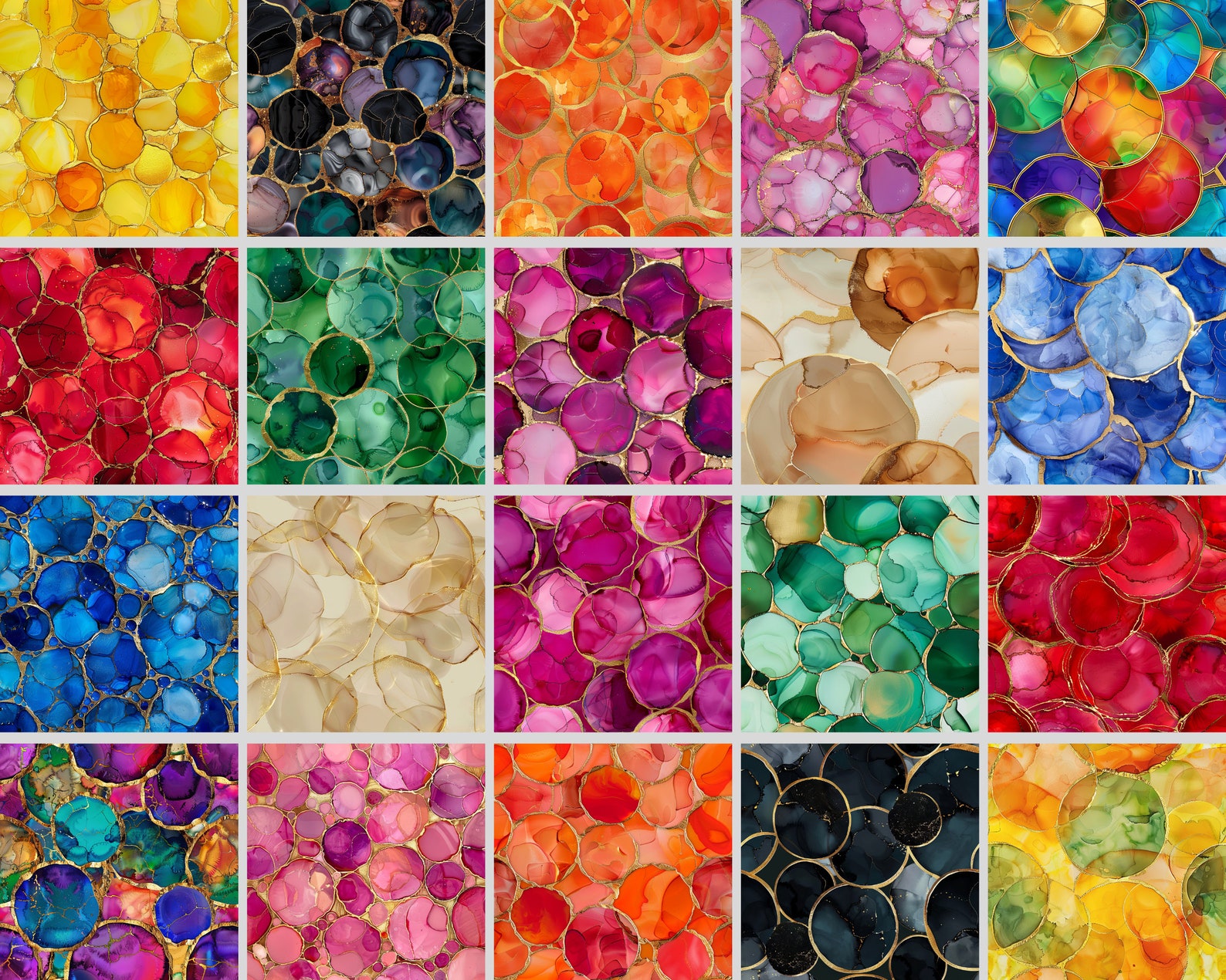 Alcohol Ink Circles SEAMLESS Patterns, Colorful Alcohol Ink Digital ...