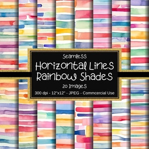Rainbow Watercolor Horizontal Lines - Commercial Use, Colorful Stripes, Instant Download, Colorful Brush Stroke, Scrapbooking, Digital Files