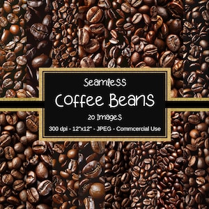 Kaffeebohnen Nahtloses digitales Papier, Kaffeebohnenmuster, Kaffeehintergrund, 12 "x 12", geröstete Bohnen, kommerzielle Nutzung
