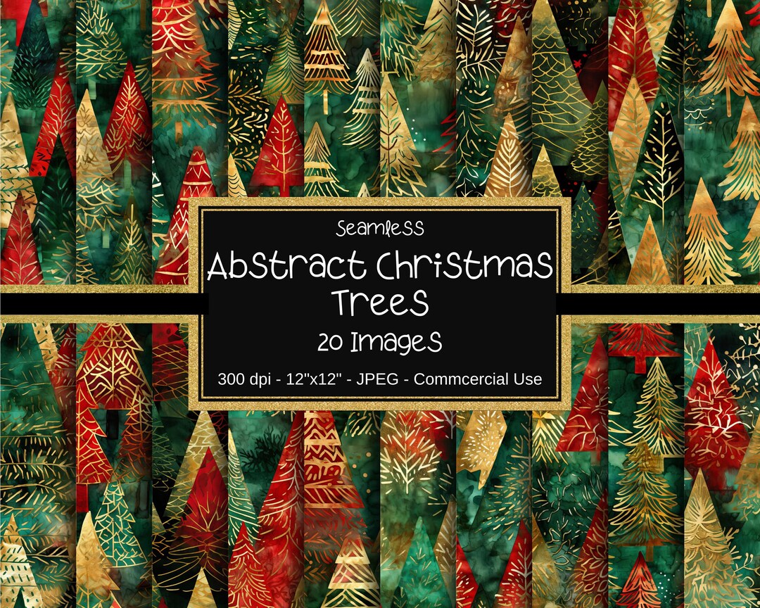 Christmas Trees Seamless Digital Paper, Distressed Christmas Trees ...