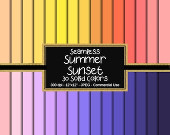 Summer Sunset Digital Paper Pack, Base Digital Paper, Printable Solid Bright Colors Background, Scrapbook Papers, Summer Colors, Bright