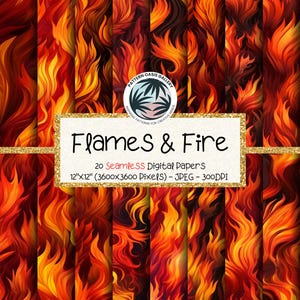 Fire Flames Seamless Digital Paper, Scrapbooking Designs (Digital Download)