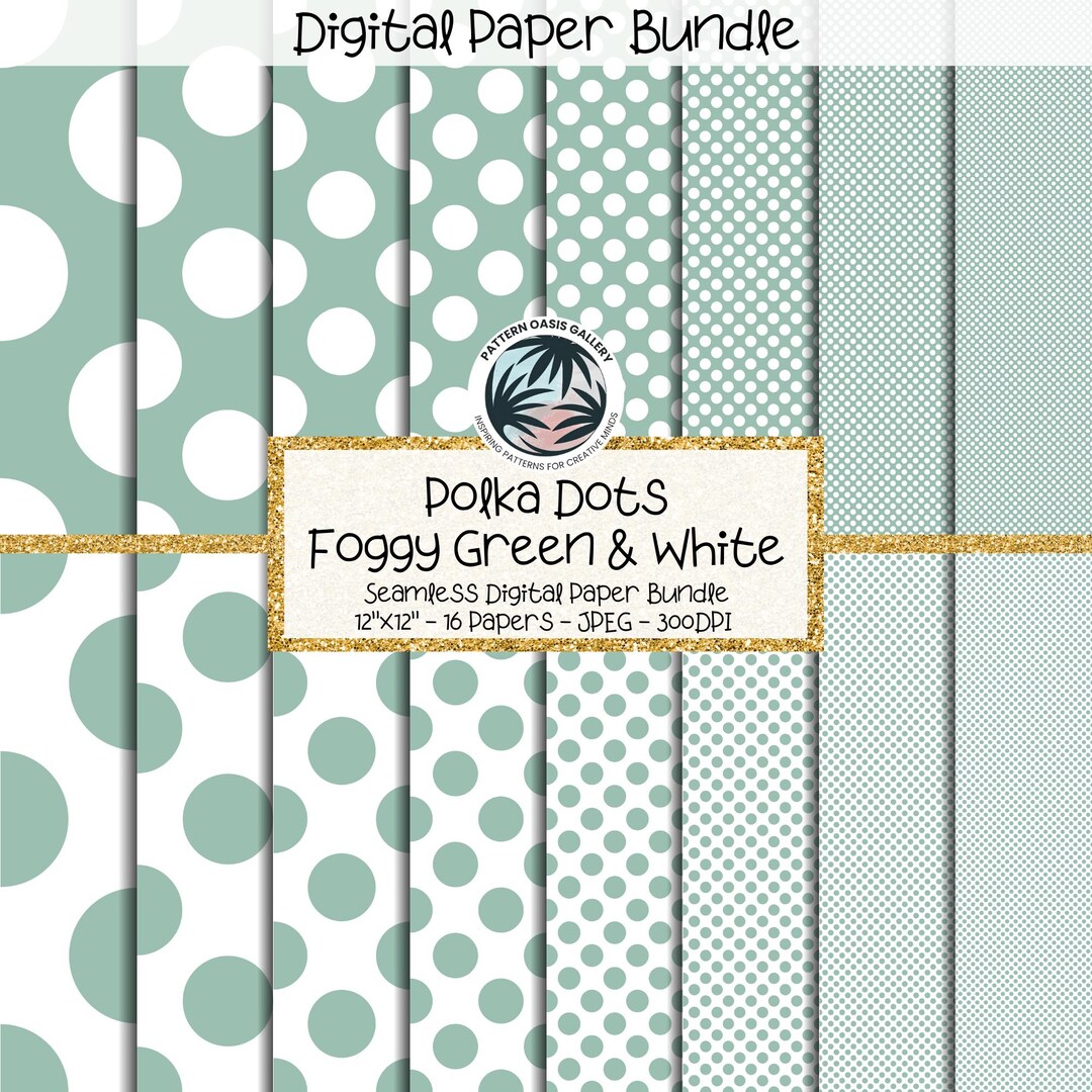 Polka Dots Digital Paper Pack, Seamless Green Dot, Dotted Background ...