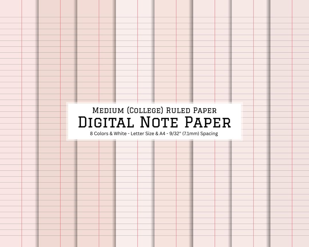 Digital Note Paper Bundle, Pink Note Paper, Digital Note Paper College ...