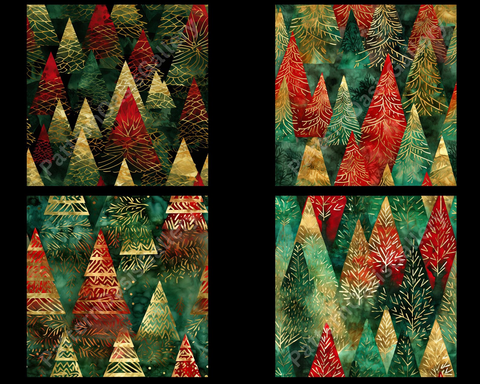 Christmas Trees Seamless Digital Paper, Distressed Christmas Trees ...