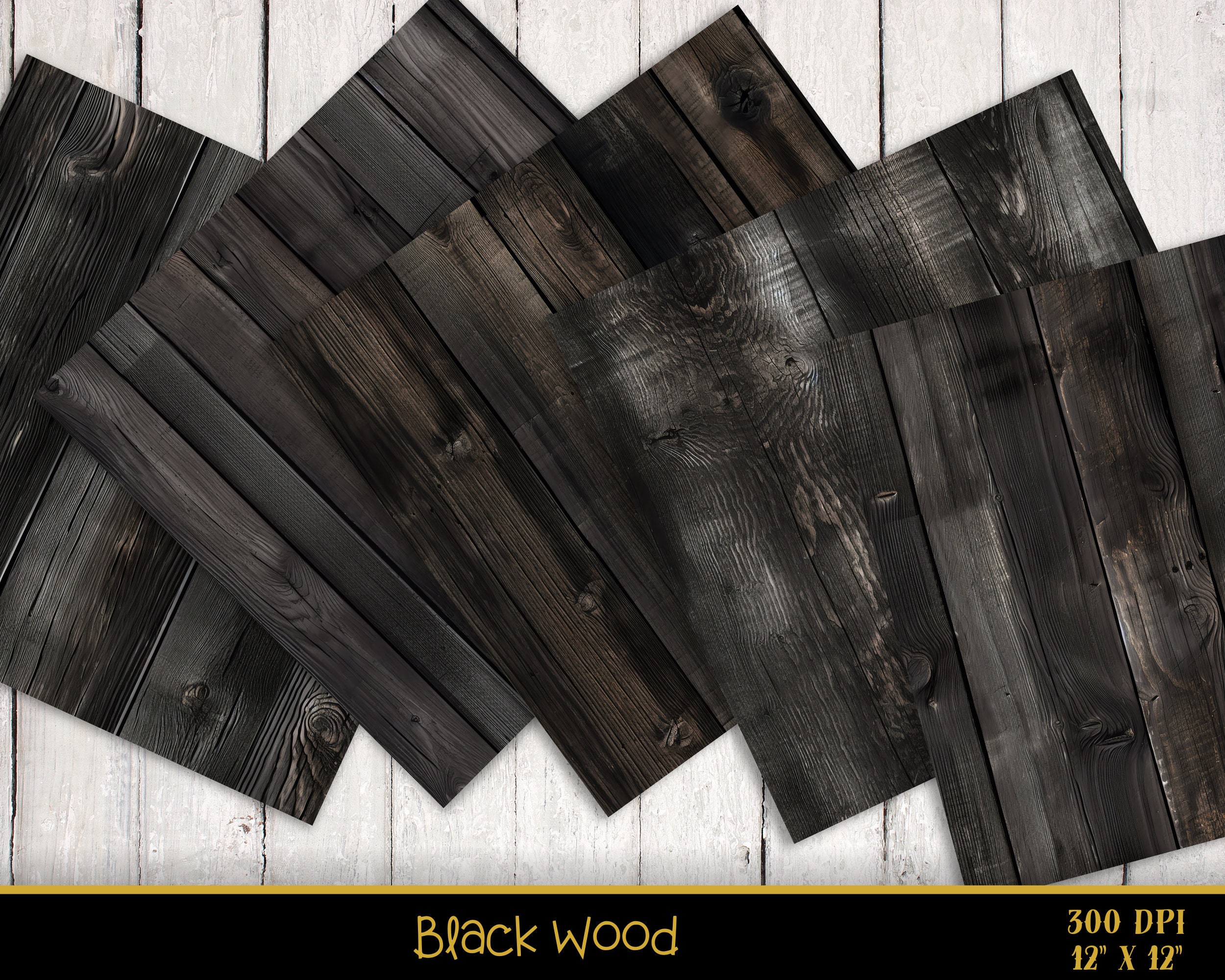 Black Wood Textures Digital Paper, Seamless Rustic Wood Digital Paper ...