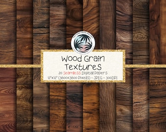 Holzmaserung nahtloses digitales Papier, Holzmaserung nahtlose Texturen, 12 "x12", 20 Bilder, dunkle und braune Holz Textur, Holz Hintergründe, Scrapbooking