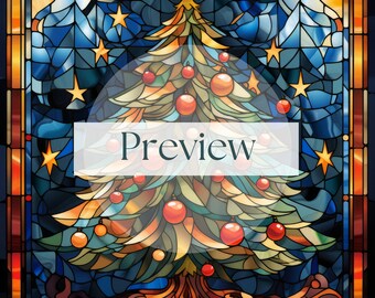 ステンドグラス クリスマス デジタルペーパー、クリスマス ステンド