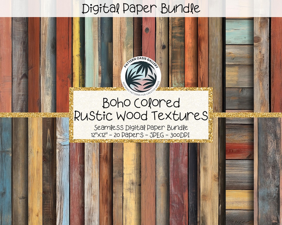 Rustic Wood Seamless Digital Paper Bundle: Boho Wooden Planks ...
