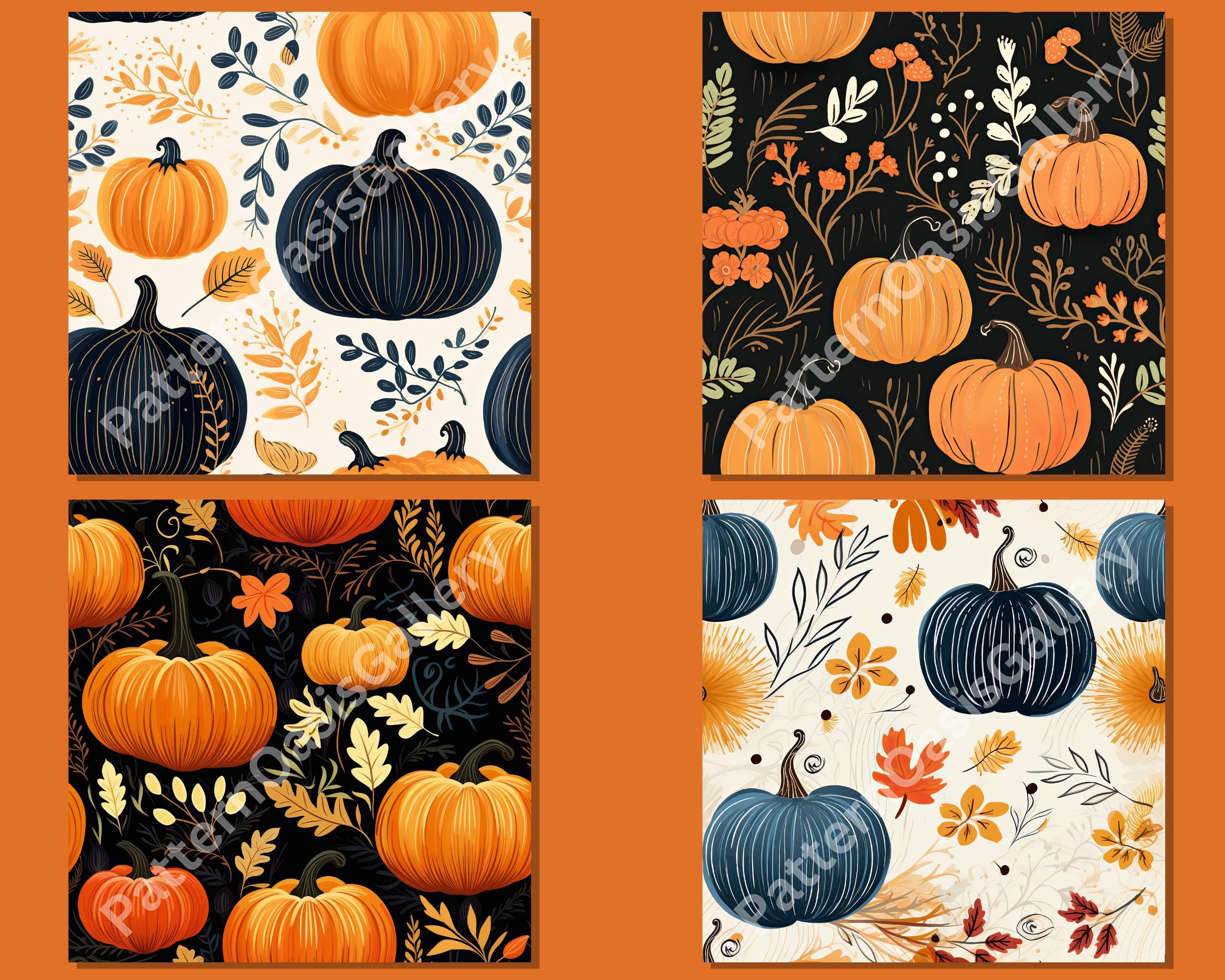 Autumn Pumpkin Seamless Digital Paper, Boho Fall Patterns (20 Designs ...