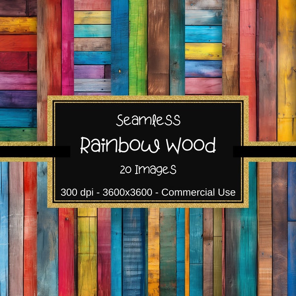 Rainbow Wood Textures Digital Paper, Seamless Rustic Wood Digital Paper, Printable Scrapbook Paper, Wood Planks Backgrounds