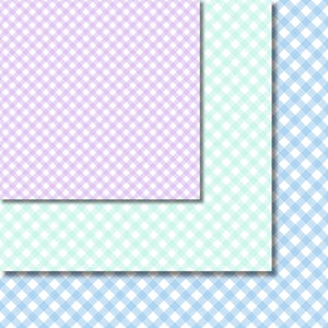 K&ouml;nnte beinhalten: Drei Gingham-Muster in verschiedenen Farben: helllila, hellblau und hellgr&uuml;n. Die Muster sind alle gleich gro&szlig; und haben einen wei&szlig;en Hintergrund.