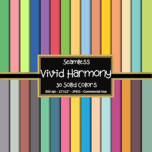 Vivid Harmony Digital Paper Pack, Base Digital Paper, Printable Solid Muted Colors Background, Scrapbook Papers, Pastel Colors, Soft Colors