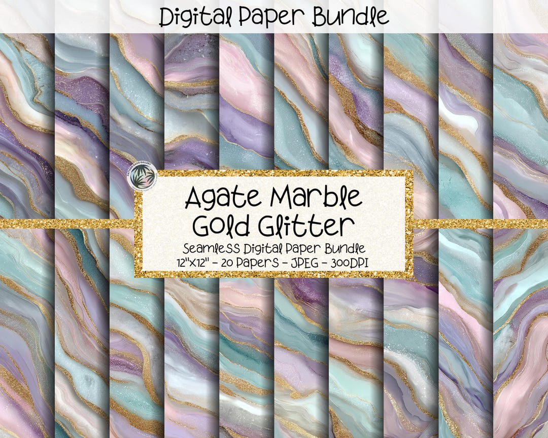 Agate Marble Digital Paper Bundle, Seamless Layered Stone Backgrounds ...