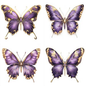 20 Purple and Gold Butterfly Clipart, Butterfly Clipart Bundle, Jpgs ...