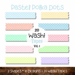 Digital Washi Tape Clipart, Pastel Polka Dots, Washi Tape For Digital Planner, Goodnotes, PNGs, Planner Tapes, Washi Tape Clipart Set