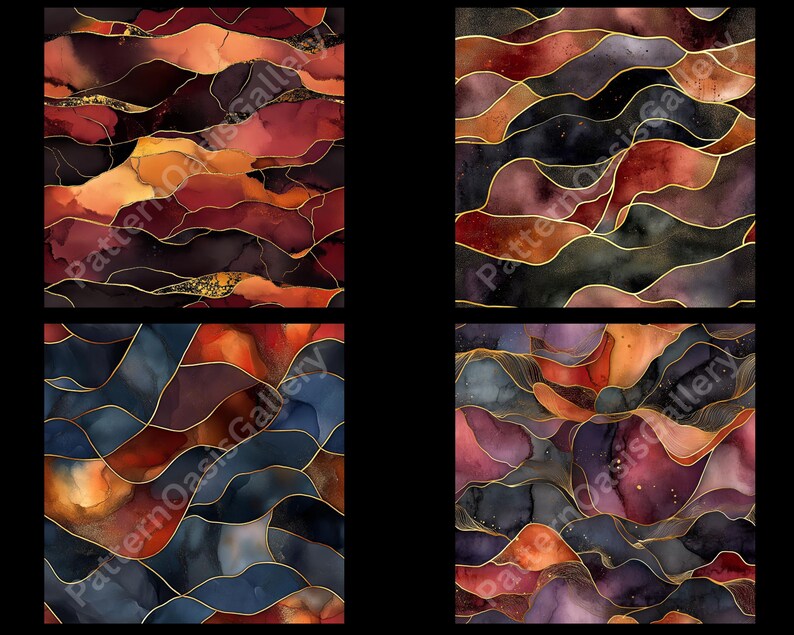 Alcohol Ink Fall Colors Seamless Digital Papers, Alcohol Ink Autumn ...