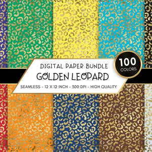 100 goldene nahtlose digitale Papiere, kommerzielle, Leopardenmuster digitale Papiere, Goldmuster, Scrapbooking Planer Papiere