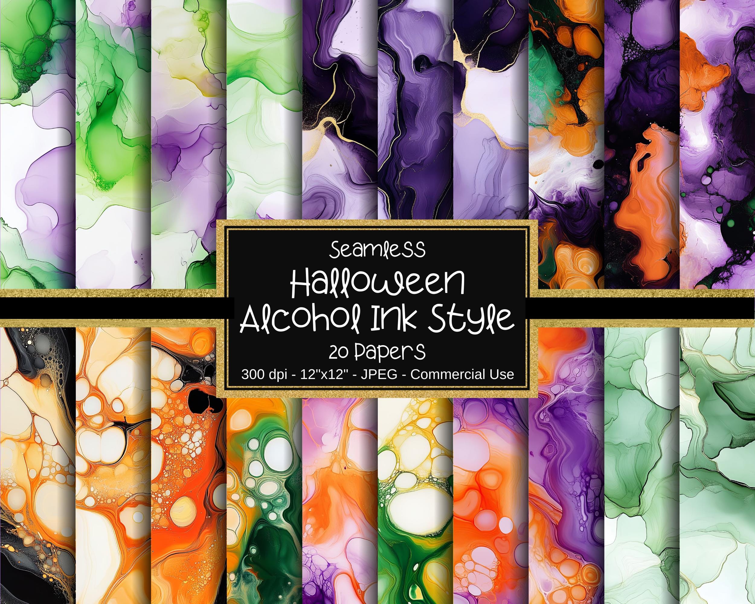 Halloween Alcohol Ink Seamless Digital Paper, Acrylic Pour, Liquid ...