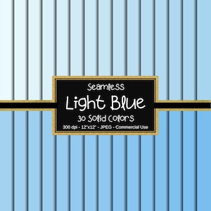 Shades of Blue Solid Color Digital Paper Pack, Solid Background, Base Digital Paper, Color Medley, Scrapbook Pages, 30 Colors, Light Blue
