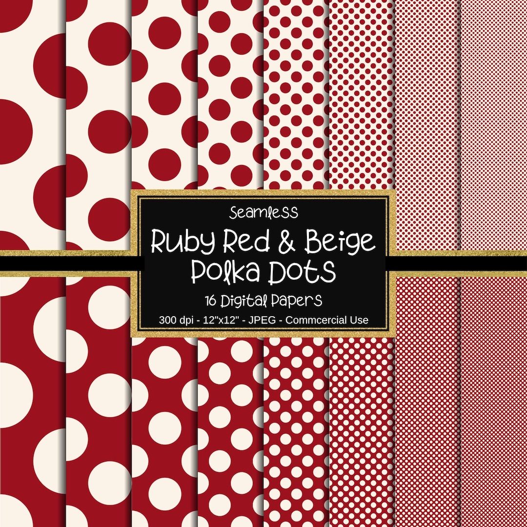 Ruby Red Polka Dot Seamless Digital Paper, 12