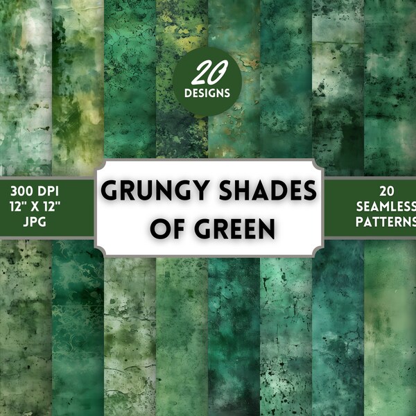 Grungy Shades of Green Textures, Digital Paper, Distressed Textures, Grunge Backgrounds, Scrapbooking, Instant Download, Printable Paper