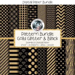 Paquete de papel digital dorado brillante, patrones de scrapbooking sin costuras de 30 x 30 cm (descarga instantánea)