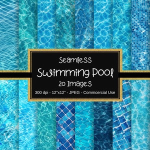 Schwimmbad nahtlose digitales Papier, 20 Designs, 12 "x 12", Scrapbooking, sofortiger Download, Pool Wasser digitaler Hintergrund, Wasser Textur