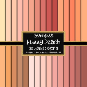 Fuzzy Peach Solid Color Digital Paper Pack, Solid Background, Base Digital Paper, Color Medley, Scrapbook, 30 Colors, Warm Tones, Pastel