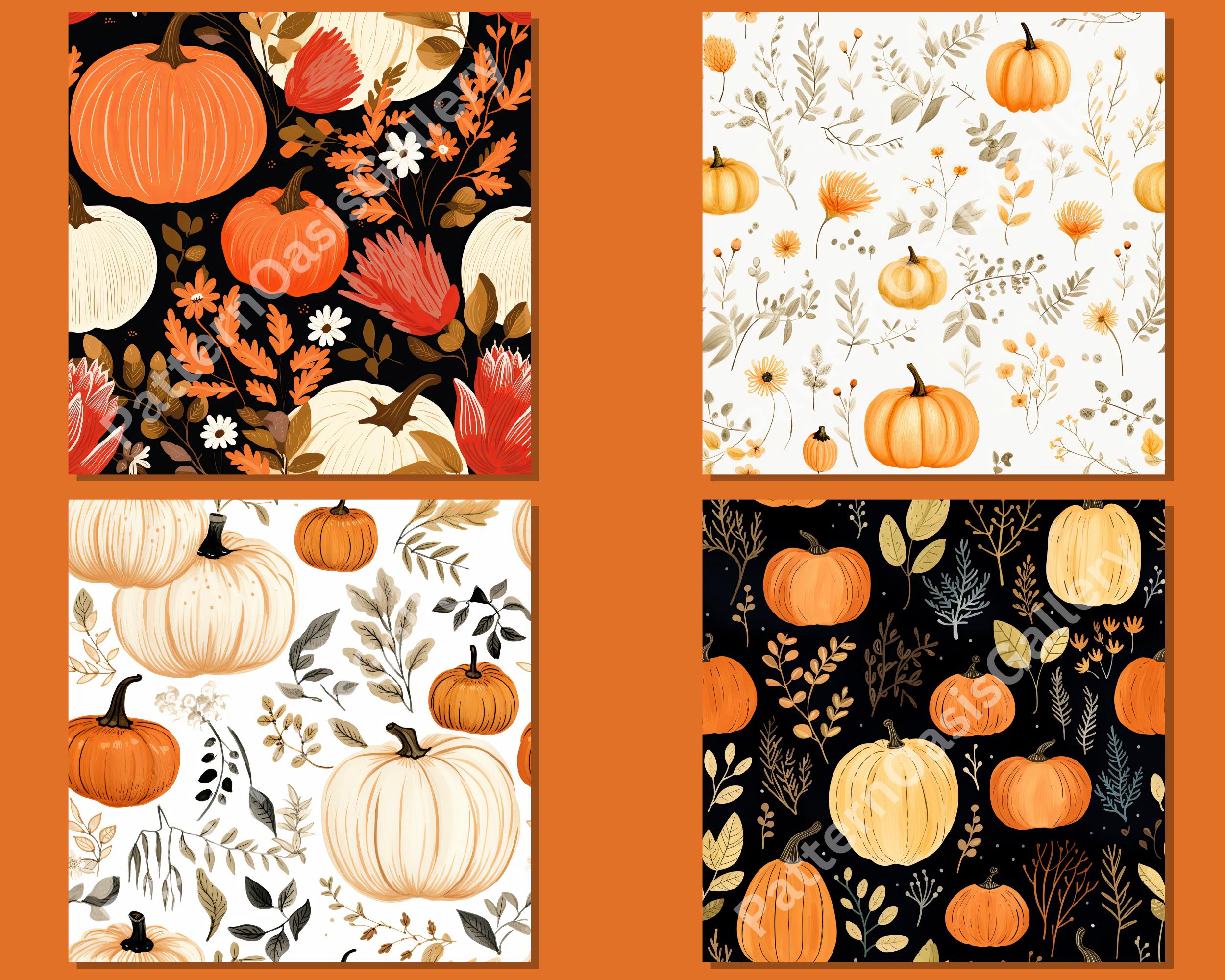 Autumn Pumpkin Seamless Digital Paper, Boho Fall Patterns (20 Designs ...