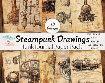 Steampunk Junk Journal Pages: Victorian Industrial Ephemera (Digital Download, PDF Link)