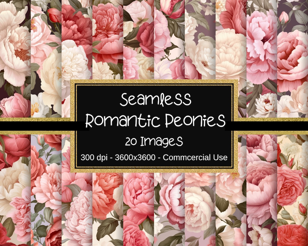 Romantic Peonies SEAMLESS Patterns, Peonies Digital Paper, 20 Designs ...