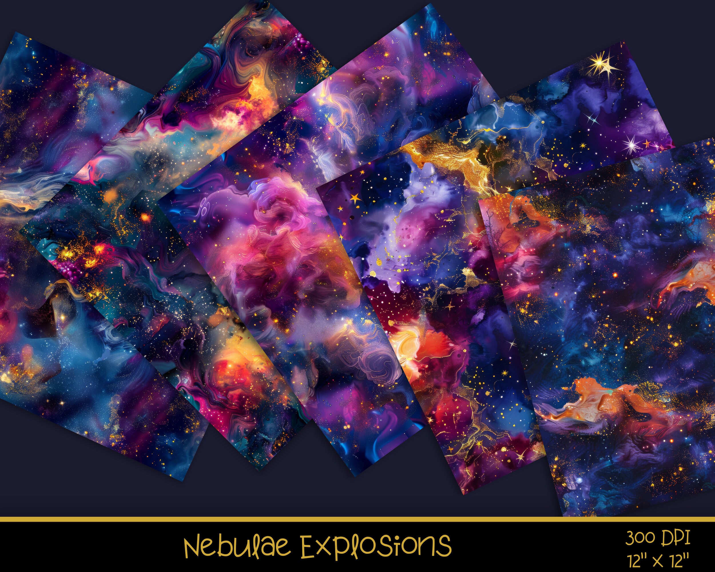 Nebulae Seamless Digital Paper, Galaxy Nebula and Star Background, 20 ...