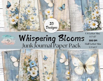 Vintage Floral Junk Journal Kit: Shabby Chic Ephemera (Digital Download)